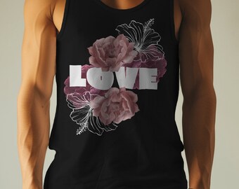 Camisole Love Rose | Débardeur unisexe à fleurs graphiques | Streetwear | Minimaliste | Fierté estivale