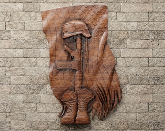 Patriotic Military Tribute - STL File For CNC Wood Carving