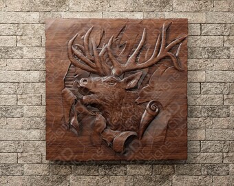 Reindeer Head - STL File For CNC Wood Carving
