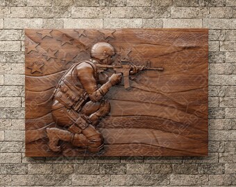 American Soldier - STL File For CNC Wood Carving