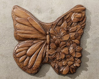 Butterfly and Flowers - STL File For CNC Wood Carving