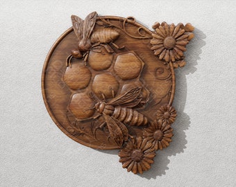 Bees and Honeycomb - STL File For CNC Wood Carving