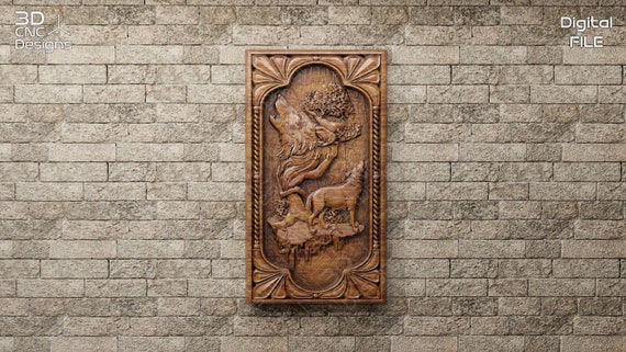 Wolf Scene - STL File For CNC Wood Carving