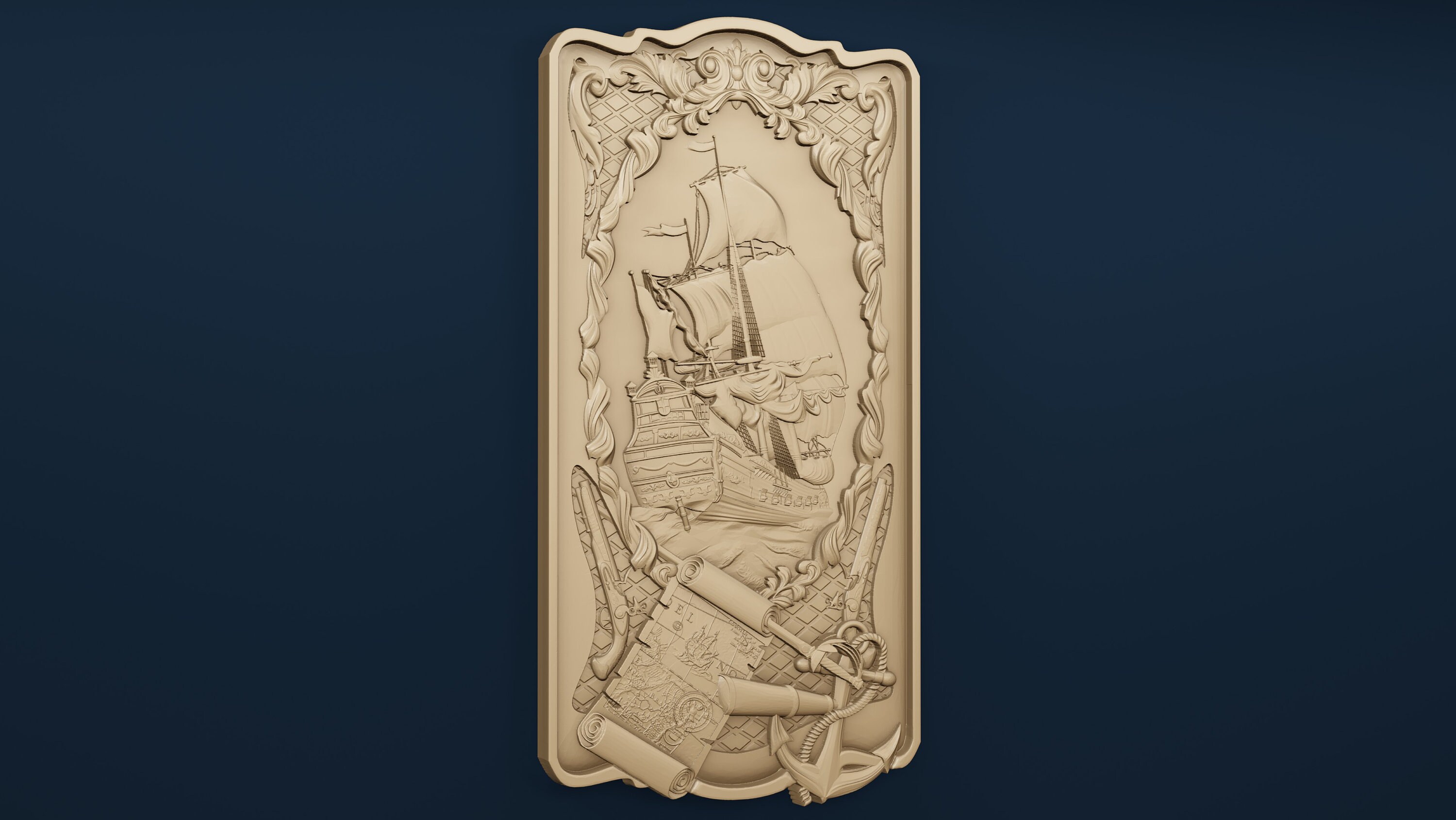 Sailing Ship STL File for CNC Wood Carving Etsy