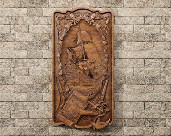 Sailing Ship - STL File For CNC Wood Carving
