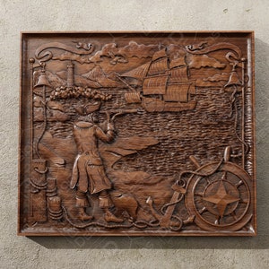 Sailor on Sea Shore - STL File For CNC Wood Carving