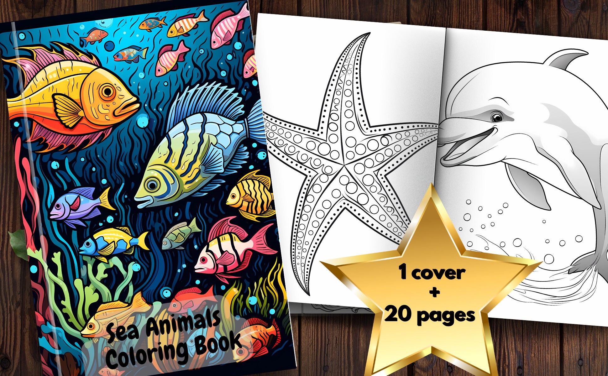 20 Sea Animals Coloring Page Book Digital Art Coloring Page - Etsy
