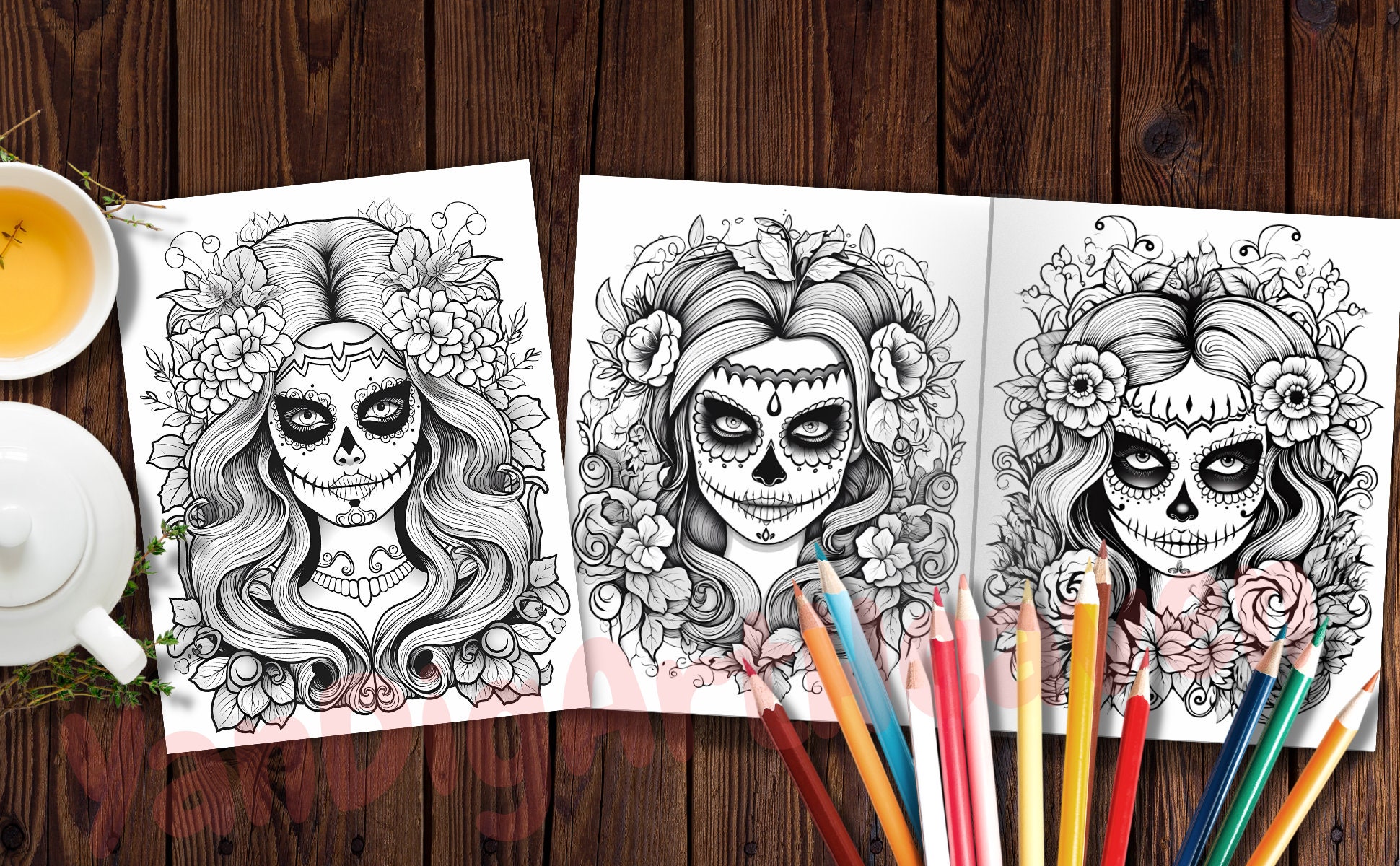 20 La Catrina Coloring Page Book Digital Art Coloring Page - Etsy