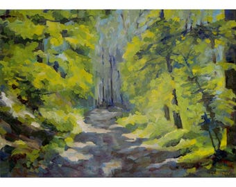 Impresión de pintura al óleo de bosque digital