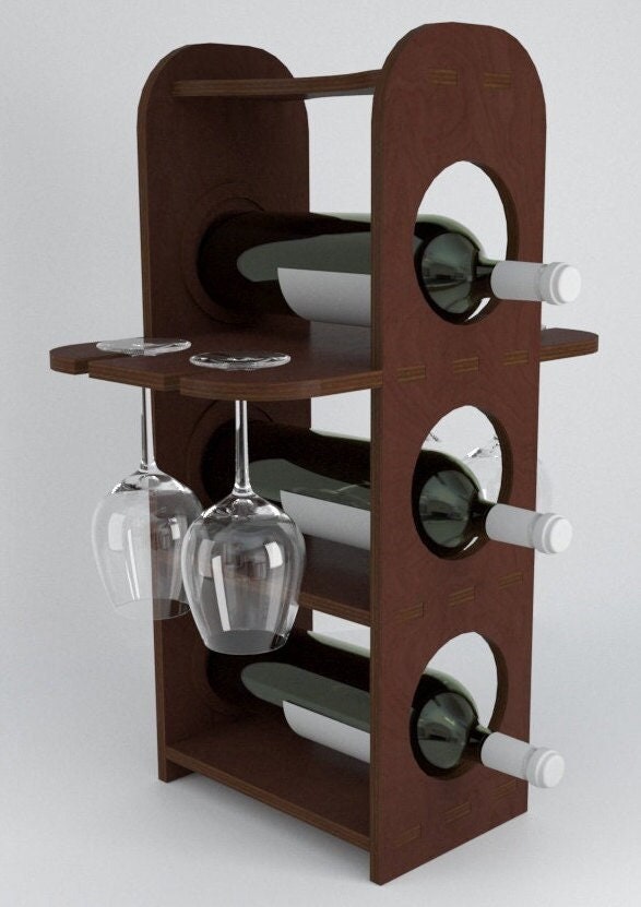 Laser Cut Wooden Wine Rack CNC Router Template DWG File Laser Cut File ...