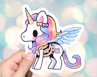 Cute Unicorn Goth Sticker Kawaii Pastel Goth Stickers Rainbow Skeleton For Laptop Computer Journal Birthday