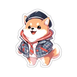 Sticker Shiba Inu Preppy Kawaii Prep Esthétique Mignon Shiba Dog Stickers Preppy Mode Etudiante Pour Ordinateur Portable Et Cadeau image 2