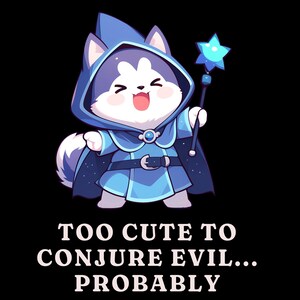 Cute Funny Husky Wizard T-Shirt Adorable Kawaii Dog DND Sorcerer Dungeons and Dragons Fantasy Gamer Gift for Girlfriend Dog Mom
