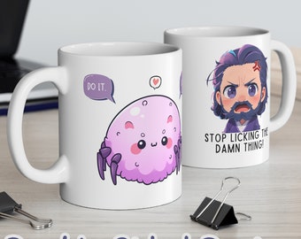 Tasse drôle BG3 Arrête de lécher cette fichue chose Mug cadeau araignée mignonne Gale of Waterdeep