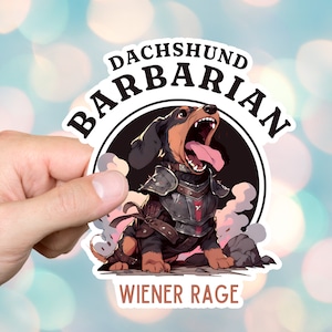 Dachshund DND Barbarian Sticker, Dungeons and Dragons Gift, Cute Wiener Stickers, Funny Birthday Present