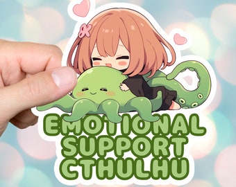 Emotional Support Cthulhu Sticker Funny Lovecraft Gift Cute Eldritch Horror Octopus