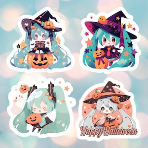 Hatsune Miku Halloween Sticker Set,  Kawaii Vocaloid Stickers