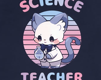 Science Teacher Cute Cat Gift T-Shirt For Science Teacher and Cat Lover From Student Appreciation Gift T-Shirt