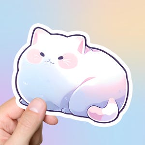 Chonky Cat Aufkleber Laptop Aufkleber Computer Aufkleber Niedliche Tierliebhaber Geschenk Kawaii Anime Pastell Aufkleber