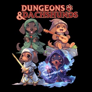 Dungeons and Dachshunds T-Shirt Cute BG3 Tshirt Dungeons and Dragons Gift Funny Birthday Gift