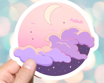 Pastel Crescent Moon Sticker Kawaii Pastel Goth Bullet Journal Stickers Planners For Laptop Computer Kindle