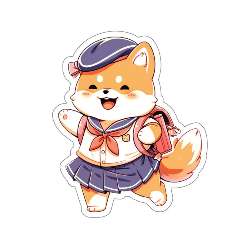 Shiba Inu Preppy Girl Sticker Kawaii Girl Prep Esthétique Mignon Shiba Dog Autocollants Preppy Student Fashion Pour ordinateur portable et cadeau image 2