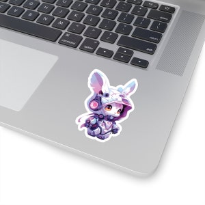 Cyberpunk 2077 Bunny Sticker Scifi Cyberpunk Aesthetic Cute and Kawaii Rabbit Sticker for Laptop and Computer Gift image 4