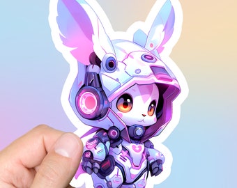 Cyberpunk 2077 Bunny Sticker Scifi Cyberpunk Aesthetic Cute and Kawaii Rabbit Sticker for Laptop and Computer Gift