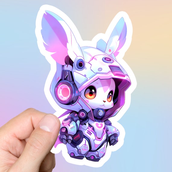 Cyberpunk 2077 Bunny Sticker Scifi Cyberpunk Aesthetic Cute and Kawaii Rabbit Sticker for Laptop and Computer Gift