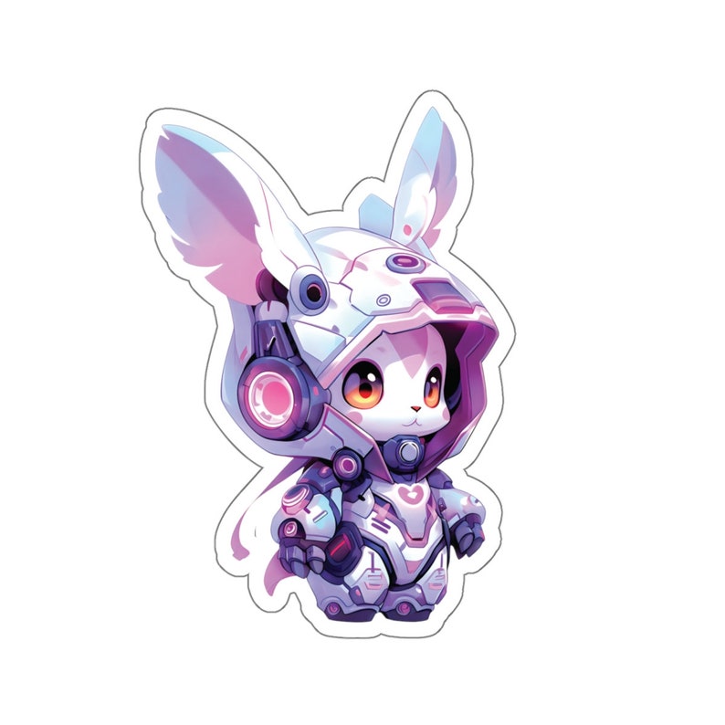 Cyberpunk 2077 Bunny Sticker Scifi Cyberpunk Aesthetic Cute and Kawaii Rabbit Sticker for Laptop and Computer Gift image 2
