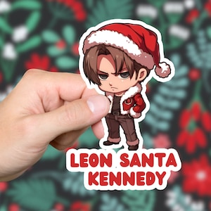 Leon Santa Kennedy Sticker Resident Evil Kawaii Christmas Stickers For Gift Laptop Computer
