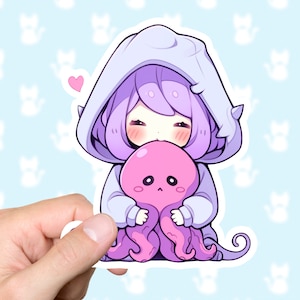 Kawaii Cthulhu Friend Sticker Funny Lovecraft Gift Cute Eldritch Horror Octopus For Computer Laptop Gift