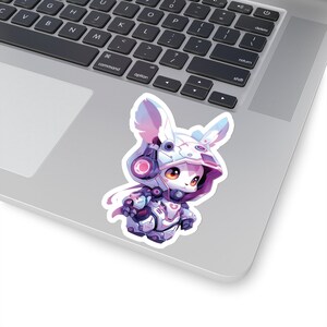 Cyberpunk 2077 Bunny Sticker Scifi Cyberpunk Aesthetic Cute and Kawaii Rabbit Sticker for Laptop and Computer Gift image 5