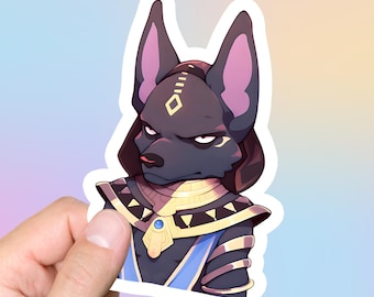 Anubis Egyptian God Sticker Kawaii Unimpressed God of Death Anubis Egypt Mythology For Laptop Computer and Gift