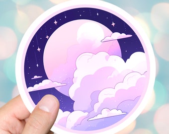 Pastel Moon Clouds Sticker Kawaii Pastel Goth Bullet Journal Stickers Planners For Laptop Computer Kindle