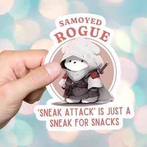 Samoyed Rogue DND Sticker, Cute Dungeons and Dragons Gift, Dog Lovers Gift, Birthday Stickers