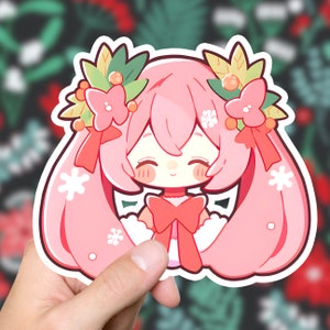 Sakura Miku Christmas Sticker Hatsune Miku Festive Pastel Seasons Celebrations Cute Stickers For Laptop Computer Kawaii Gift