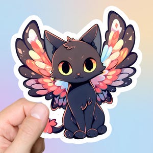 Cat Wings Sticker Laptop Sticker Computer Stickers  Kawaii Animal Lover Gift Cute Anime Pastel Stickers