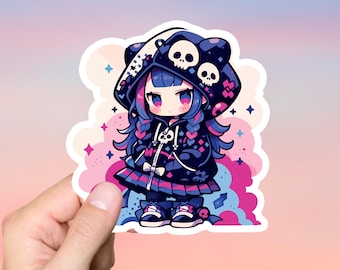 Goth Girl Aufkleber Laptop Aufkleber Computer Aufkleber Kawaii Pastel Goth Schädel Geburtstagsgeschenk
