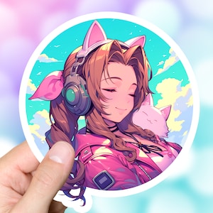 Aerith Gainsborough Lofi Sticker FF7 Moogle Lofi Final Fantasy 7 Aesthetic Art Lofi Beats