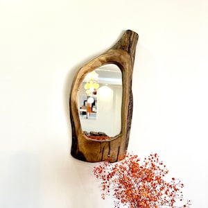 Wood mirror, Rustic mirror, Natural, Farmhouse mirror, Boho, Walnut mirror, Mirror, Living room, Wall mirror, Reclaimed Wood, Live Edge