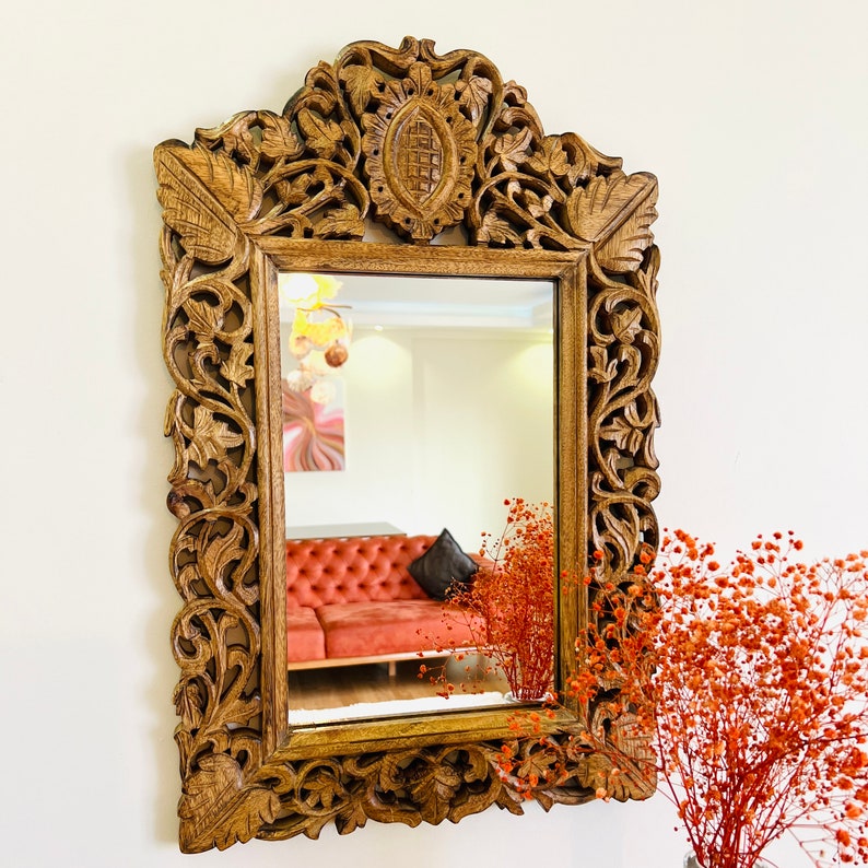 Rustic Mirror, Natural Wood , Farmhouse, Boho, Wooden Mirror, Living