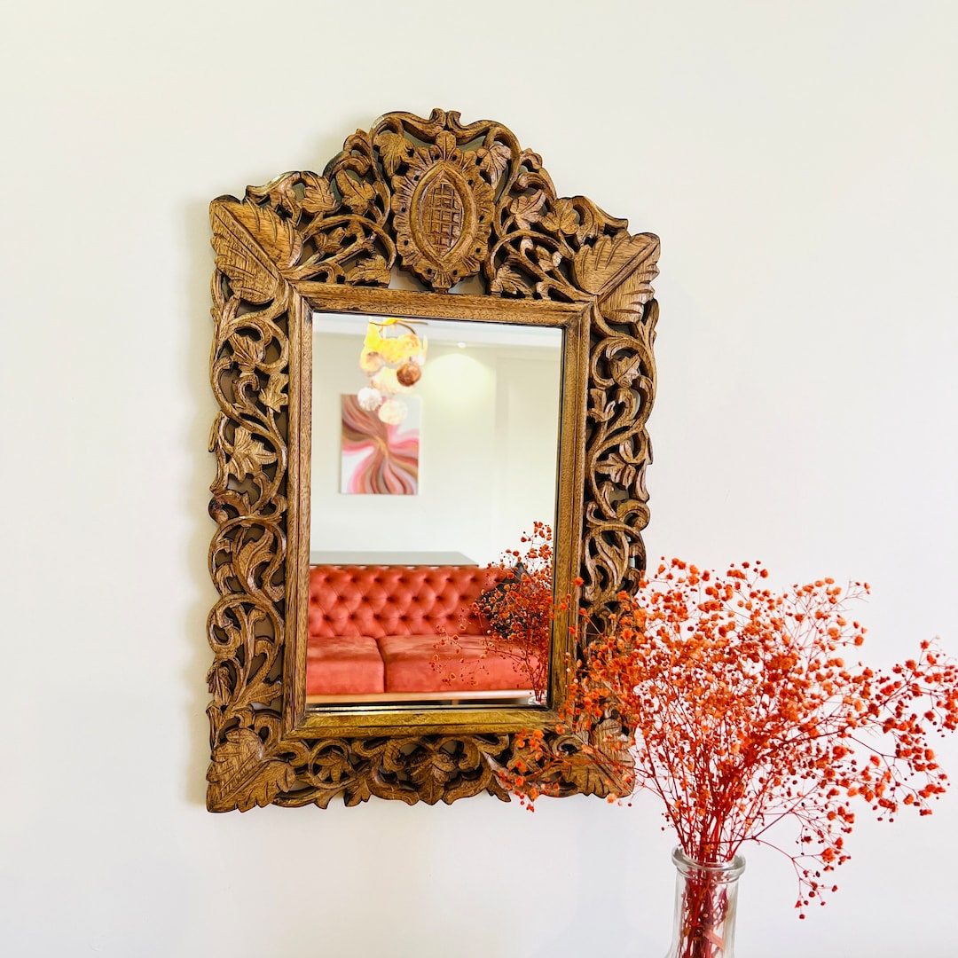 Rustic Mirror, Natural Wood , Farmhouse, Boho, Wooden Mirror, Living