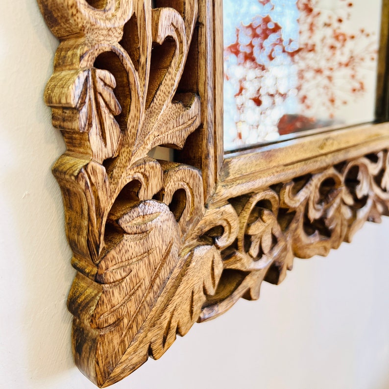 Rustic Mirror, Natural Wood , Farmhouse, Boho, Wooden Mirror, Living