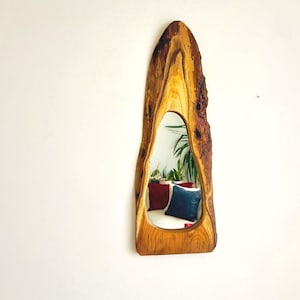 Live Edge Wood Mirror – Rustic - Mirror – Organic Walnut Mirror – Handmade Wooden Mirror – Natural Wood Wall Decor for Entryway or Bathroom