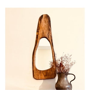 Rustic Wooden Mirror - Natural Wood Wall Mirror - Organic Live Edge Mirror - Farmhouse Entryway Decor - Unique Handmade Mirror - Mirror