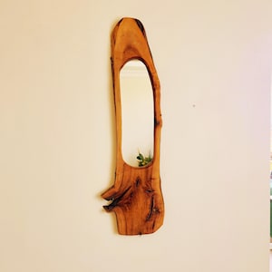 Live Edge Wooden Mirror – Rustic Wood Wall Mirror – Natural Wood Decor – Organic Shape Mirror – Boho Entryway Mirror-Mirror- Walnut Mirror