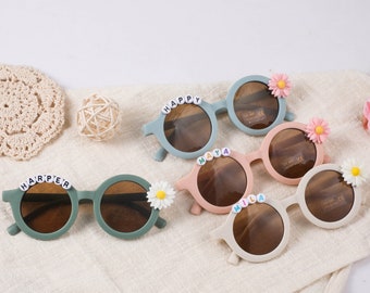 Floral Daisy Girls Personalized Name Sunglasses|UV400 Protection |Toddler Gift|Kids Gift | Kids Personalized Sunglasses