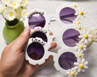 Floral Daisy Girls Personalized Name Sunglasses|UV400 Protection|Toddler Gift|Kids Gift |Kids Personalized Sunglasses Flower girl sunglasses