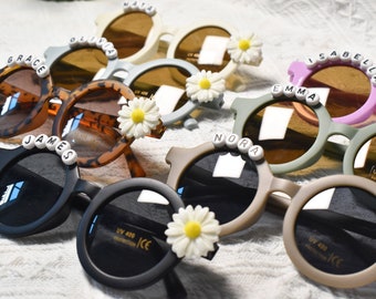 Florale Gänseblümchen Mädchen personalisierte Namenssonnenbrille|UV400-Schutz |Kleinkind Geschenk|Kindergeschenk | Personalisierte Kindersonnenbrille